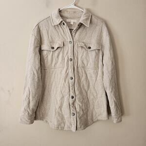 SPIRITUAL GANGSTER Wave Quilt Jacket Shacket Button Beige Size XS/S